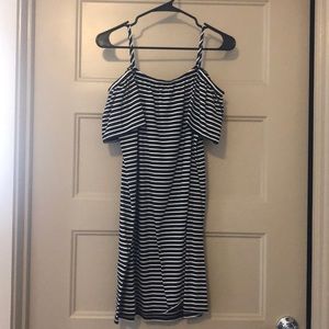 Striped cold shoulder dress
